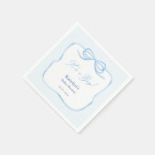 Boy Light Blue Bow Baby Showerのパーティー スタンダードカクテルナプキン (角)