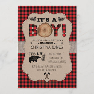 Boy Lumberjackベビーシャワー招待状 招待状