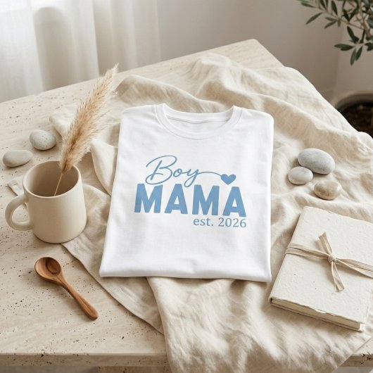 Boy Mama Heart Est 年 モダンママのフレーズ Tシャツ