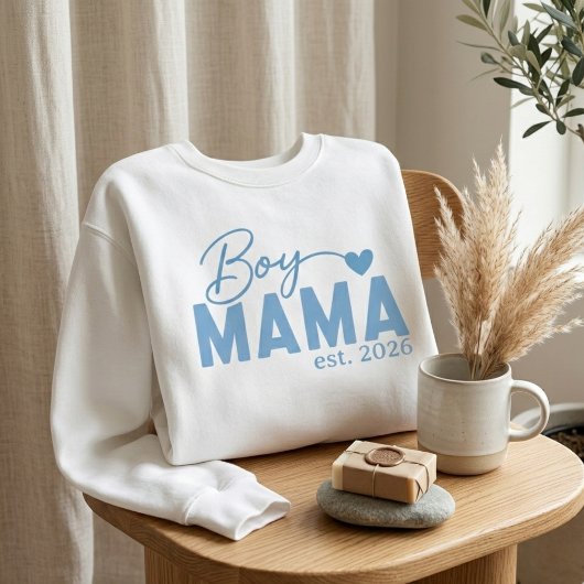 Boy Mama Heart Est Year 大胆な母性の文字 スウェットシャツ