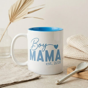 Boy Mama Heart Est Year Minimal Motherhood Phrase ツートーンマグカップ
