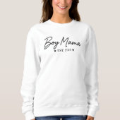 Boy Mama Script Est Year Elegant Motherhood Text スウェットシャツ (正面)