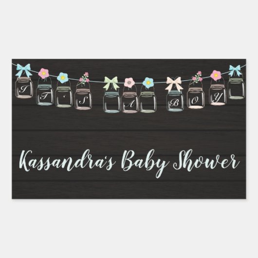 Boy Mason Jar Baby 素朴 Showerのステッカー 長方形シール (正面)