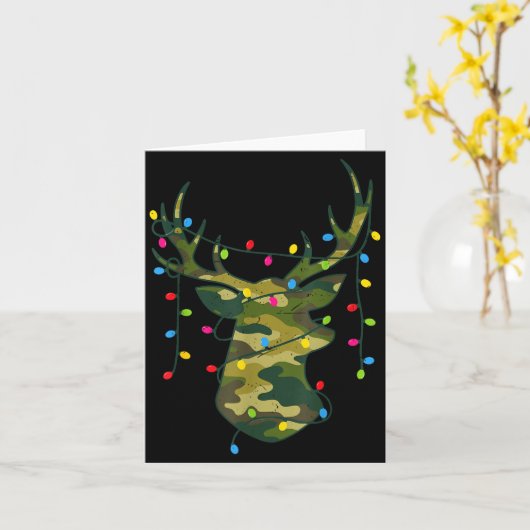 Boy Men Camo Deer Hunting Christmas Light Pajama P カード (黄色い花)