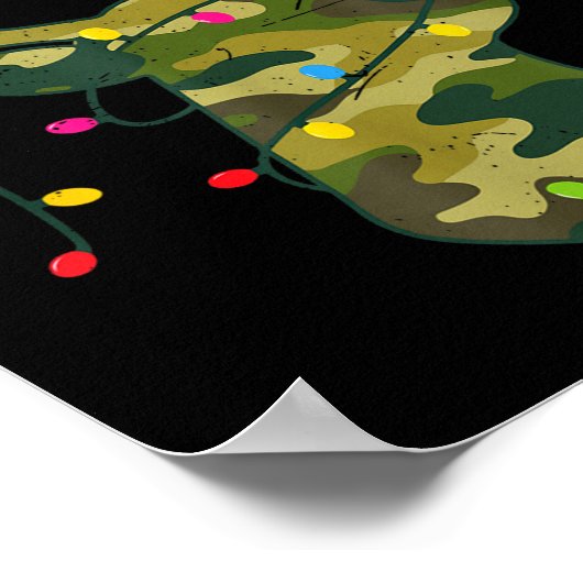 Boy Men Camo Deer Hunting Christmas Light Pajama P ポスター (角)