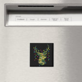 Boy Men Camo Deer Hunting Christmas Light Pajama P マグネット (インサイチュ (食洗機))