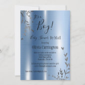 Boy Metallic Baby Shower By Mail 招待状 (正面)