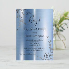 Boy Metallic Baby Shower By Mail 招待状