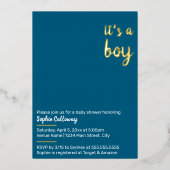 Boy Minimalist Baby Shower 箔招待状 (正面)