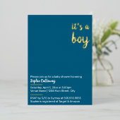 Boy Minimalist Baby Shower 箔招待状 (立ち正面)