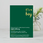 Boy Minimalist Baby Shower 箔招待状 (立ち正面)