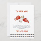 Boy Modern Boxing Little Champion Baby Shower  サンキューカード (正面)