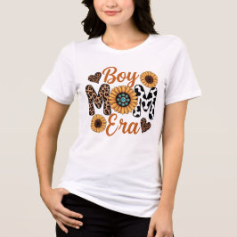 Boy Mom Era ひまわり ヒョウ柄 プリント 母の日 トライブレンドＴシャツ