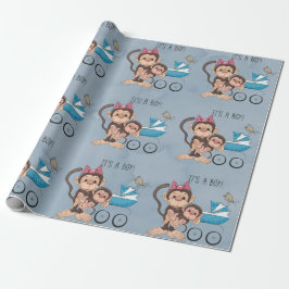 Boy Monkey Baby Showerだ ラッピングペーパー