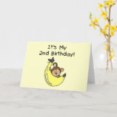 Boy Monkey on Banana誕生日 カード (黄色い花)