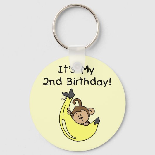 Boy Monkey on Banana誕生日 キーホルダー (正面)