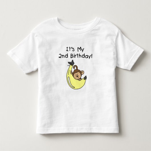 Boy Monkey on Banana誕生日 トドラーTシャツ (正面)