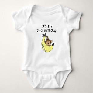 Boy Monkey on Banana誕生日 ベビーボディスーツ