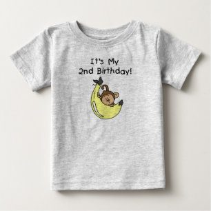 Boy Monkey on Banana誕生日 ベビーTシャツ
