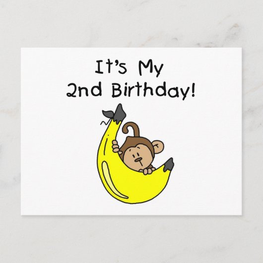 Boy Monkey on Banana誕生日 ポストカード (正面)