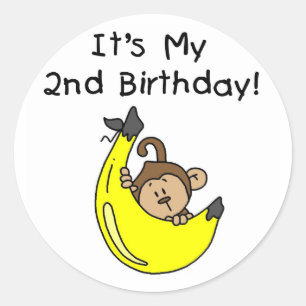 Boy Monkey on Banana誕生日 ラウンドシール