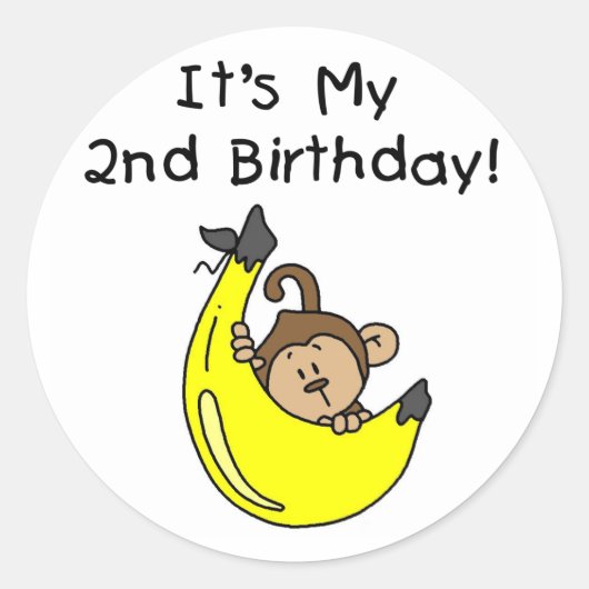 Boy Monkey on Banana誕生日 ラウンドシール (正面)