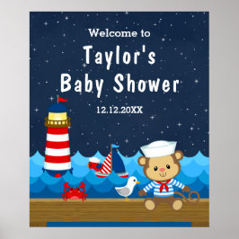 Boy Monkey Red Navy航海の Baby Showerへようこそ ポスター