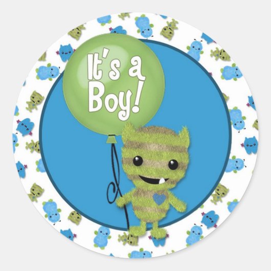BOY MONSTER Peek a BooベビーIt's a Boy PABC #5 ラウンドシール (正面)