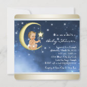 Boy MoonとBack Baby Shower 招待状 (裏面)