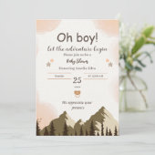Boy Mountain Forest Boy Baby Shower 招待状 (スタンド正面)