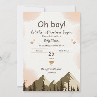 Boy Mountain Forest Boy Baby Shower 招待状