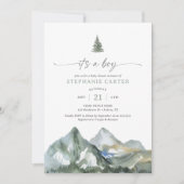 Boy Mountain Forest Boy Baby Shower 招待状 (正面)