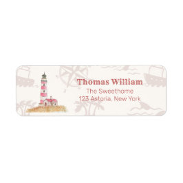 Boy Nautical Lighthouse Baby Shower Return Address ラベル