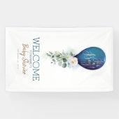 Boy Navy Blue Balloon Baby Showerへようこそ 横断幕 (横)