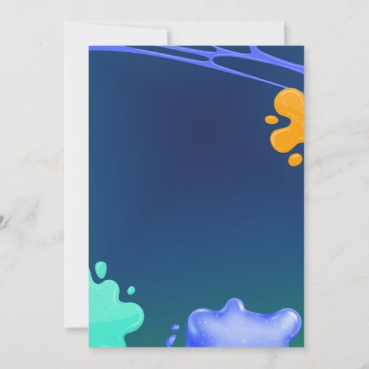 Boy Neon Blue Green Slime High Five Invitation 招待状 (裏面)