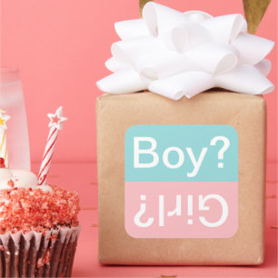 Boy or Girl AquaとPink Genderのパーティー スクエアシール