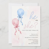 Boy or Girl? Balloon Gender Reveal Party 招待状 (正面)
