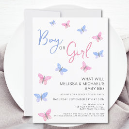 Boy or Girl Butterfly Gender Reveal 招待状