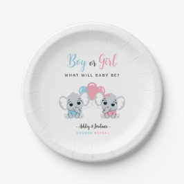 Boy or Girl Elephant Gender Reveal Plates ペーパープレート