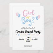 Boy or Girl? Gender Reveal 招待状 (正面/裏面)