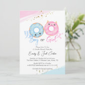 Boy or Girl Gender Reveal Donut Cute Kawaii 招待状 (スタンド正面)
