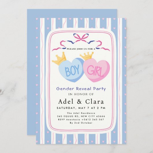 Boy or Girl Gender Reveal Invitation 招待状 (正面/裏面)