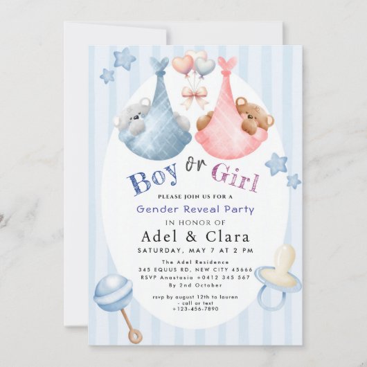 Boy or Girl Gender Reveal Invitation 招待状 (正面)