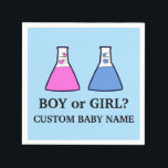 Boy or Girl Gender Reveal Science Beakerハート スタンダードカクテルナプキン<br><div class="desc">ハートとジェンダーが科学ビーカーを明らかに赤カスタマイズちゃんシャワーのナプキンに「ベビー()」ブルーバージョンを追加</div>