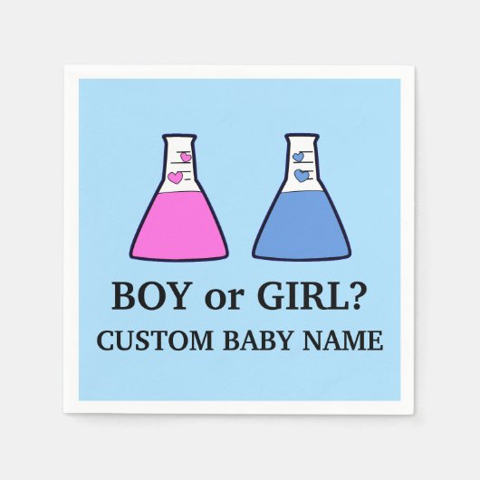 Boy or Girl Gender Reveal Science Beakerハート スタンダードカクテルナプキン (正面)