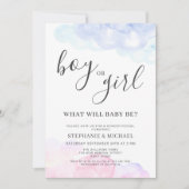 Boy Or Girl Pink And Blue Gender Reveal 招待状 (正面)