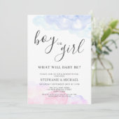 Boy Or Girl Pink And Blue Gender Reveal 招待状 (スタンド正面)