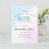 boy or girl pink blue gender reveal invitation 招待状 (スタンド正面)