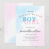 boy or girl pink blue gender reveal invitation 招待状 (正面/裏面)