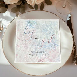 Boy or Girl Winter Pink Blue Snowflake スタンダードランチョンナプキン